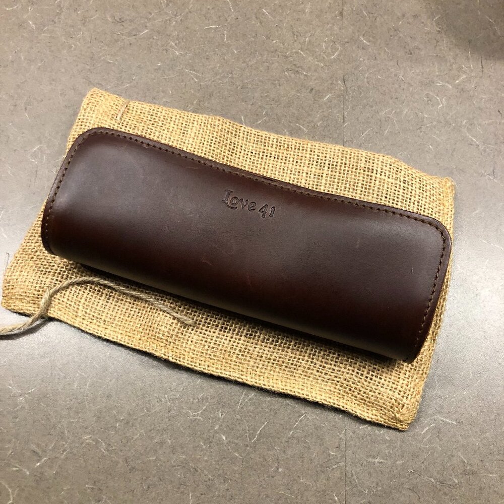 Love 41 Leather Pencil Case in Chestnut